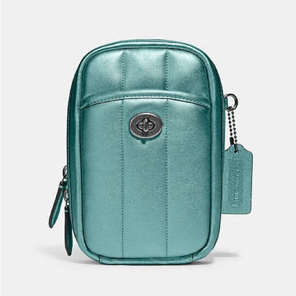 Coach Handbags - Coach Metallic Green Tall Camera Bag W/ Quilting Hard To Find NWT MSRP: $325.00